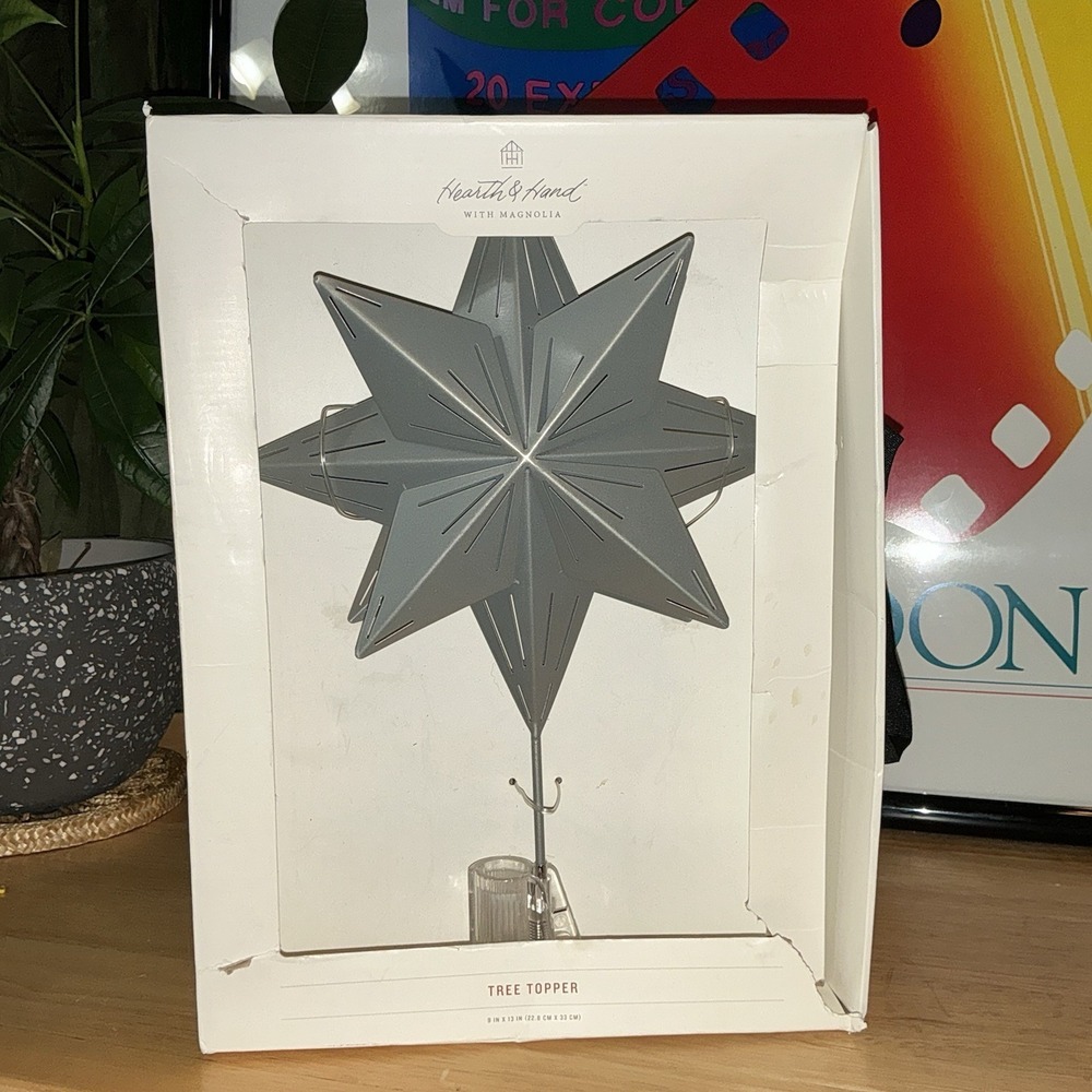 NEW Hearth and Hand Magnolia Joanna Gaines Metal Star Tree Topper Silver